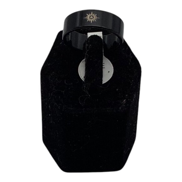 Black Stainless Steel Ring Silver Sunburst Design Unisex Size 10 Band - Picture 8 of 9